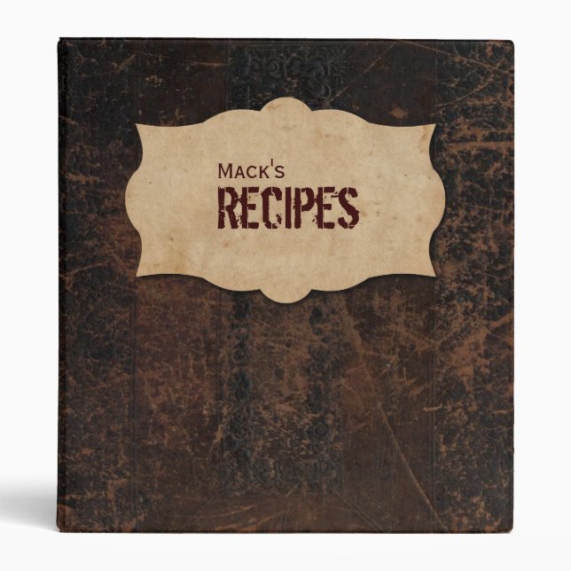 Scuffed Leather Look Personalized Recipe Binder (Front)