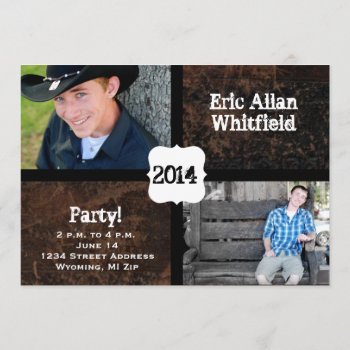 Scuffed Leather Look Photo Graduation Announcement by RiverJude at Zazzle