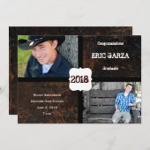 Scuffed Leather Look Photo Graduation Announcement (Front/Back)