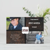 Scuffed Leather Look Photo Graduation Announcement (Standing Front)