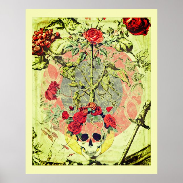 Scull and Rose Bush Poster (Front)