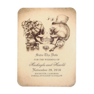 Scull couple Day of the Dead Save the Date Magnet