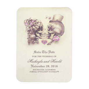 Scull couple Day of the Dead Save the Date Magnet