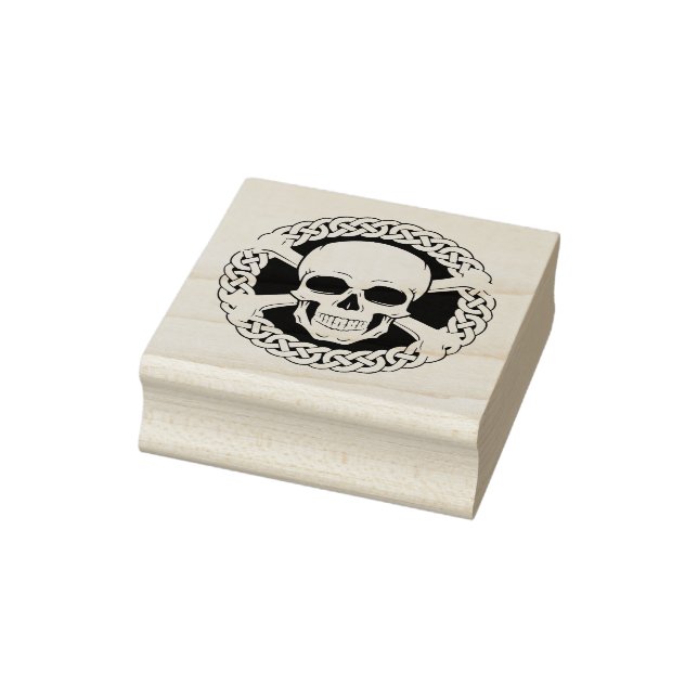Scull with cross bones, celtic braid rubber stamp (Stamp)