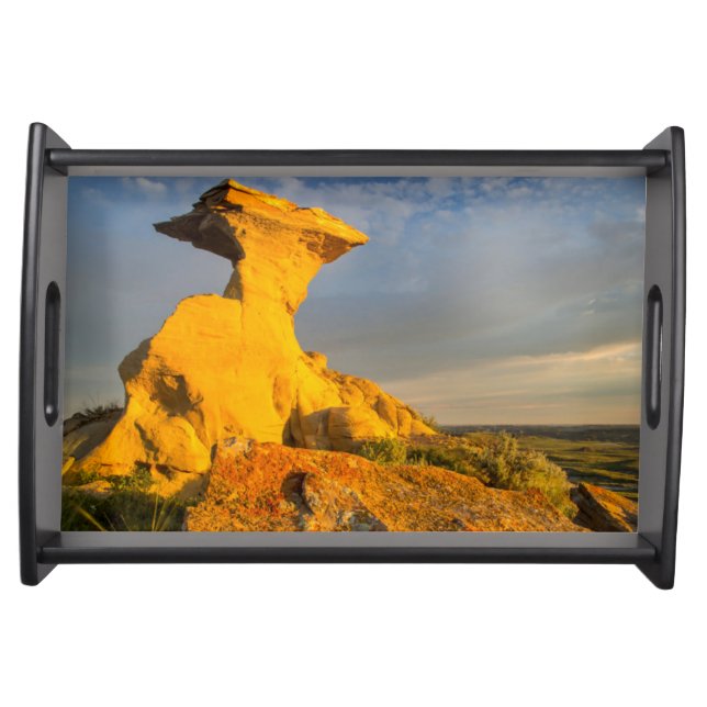 Sculpted Badlands Formation In Short Grass Serving Tray (Front)