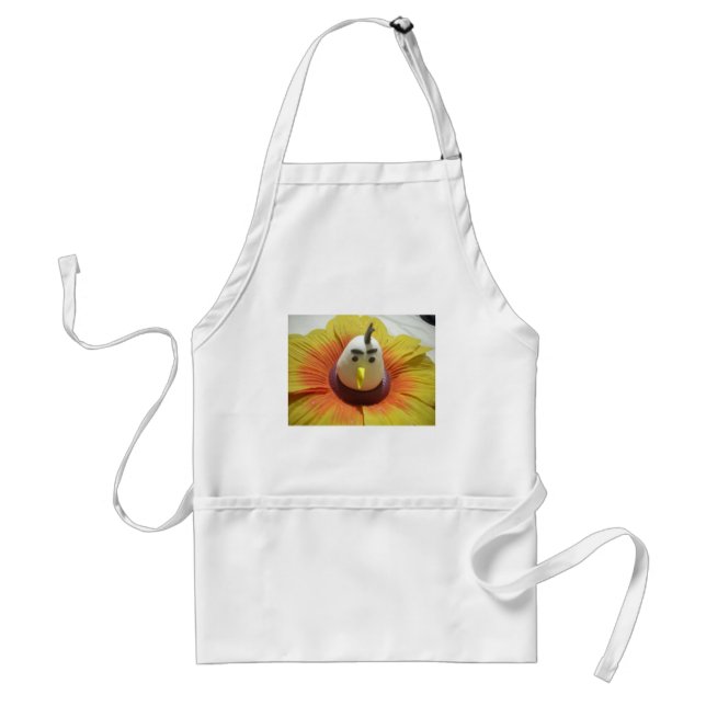 Sculpted Bird in Sunflower Art Print Adult Apron (Front)