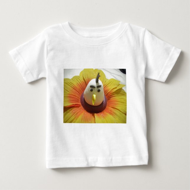 Sculpted Bird in Sunflower Art Print Baby T-Shirt (Front)