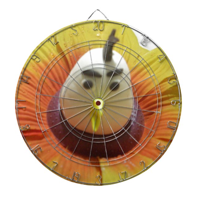 Sculpted Bird in Sunflower Art Print Dart Board (Front)