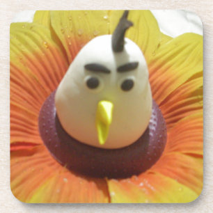 Sculpted Bird in Sunflower Art Print Drink Coaster