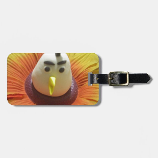 Sculpted Bird in Sunflower Art Print Luggage Tag (Front Horizontal)