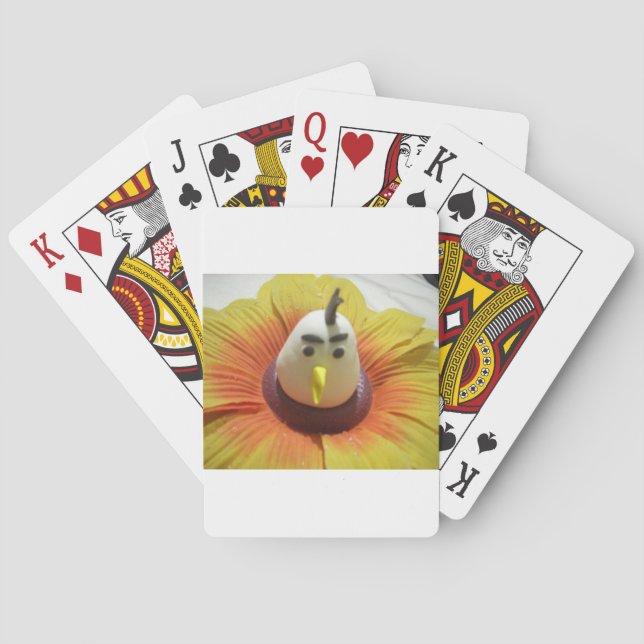 Sculpted Bird in Sunflower Art Print Poker Cards (Back)