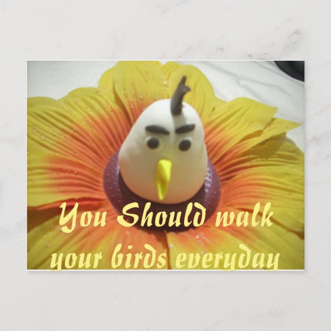  Sculpted Bird in Sunflower Art Print Postcard (Front)