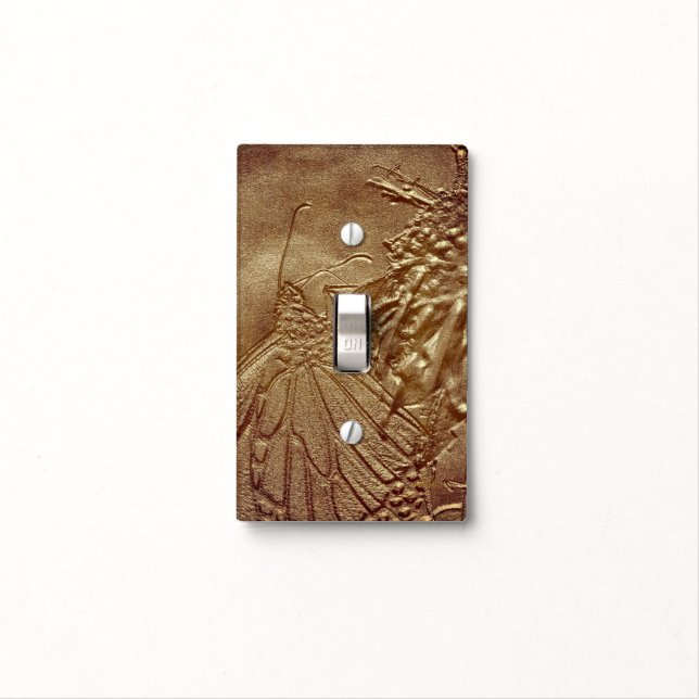 Sculpted Butterfly In Brown Nature  Light Switch Cover (In Situ)