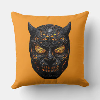 👹 Sculpted Demonic Mask - Art Intricate Throw Pillow