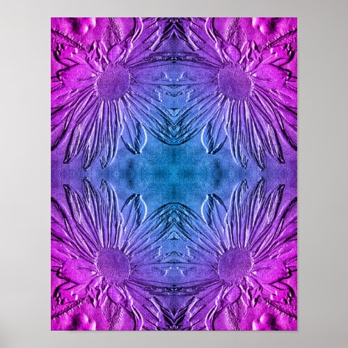 Sculpted Effect Black Eyed Susan Flower Abstract  Poster