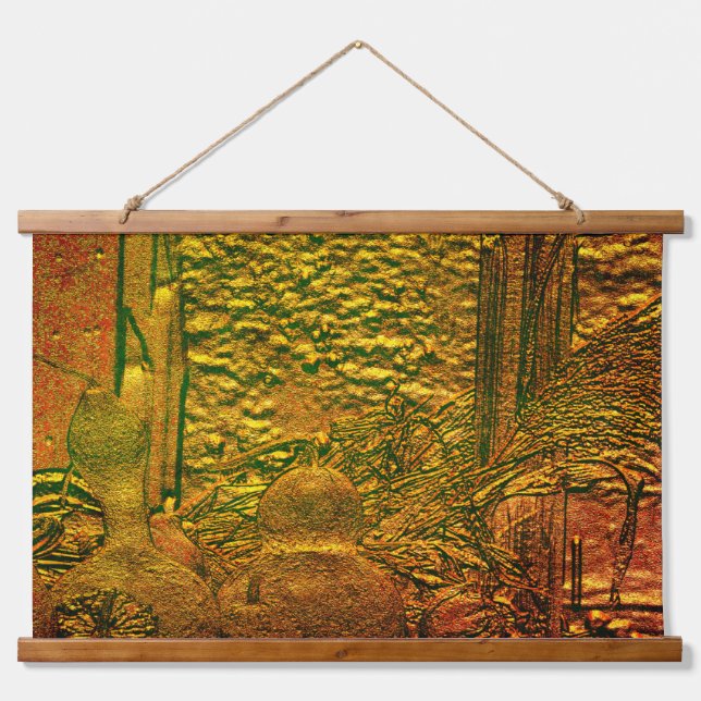 Sculpted Fall Gourds And Cornstalks Nature Art  Hanging Tapestry (Front)