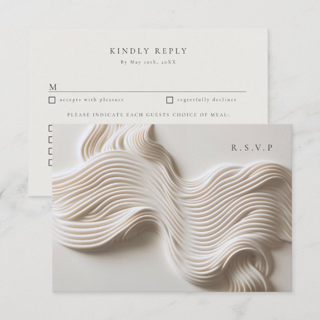sculpted flowing ivory wedding meal choices RSVP Card (Front/Back)