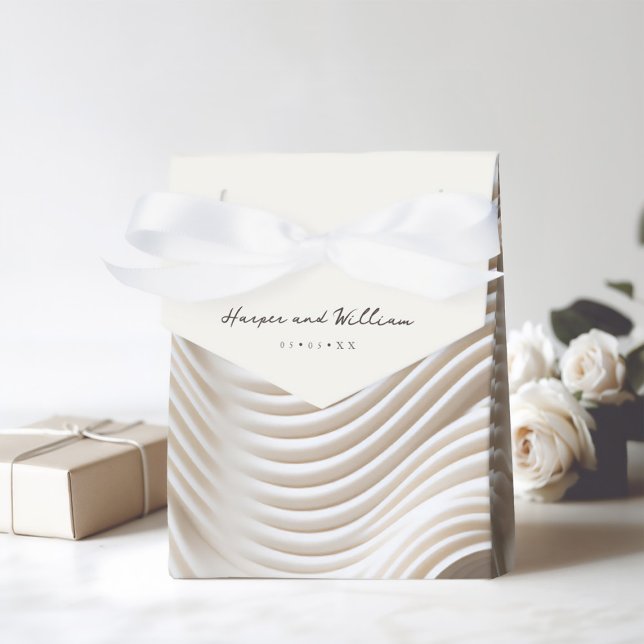 Sculpted flowing marble favor boxes (Gift bag for the elegant off-white ivory wedding)