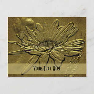 Sculpted Gold Daisy Floral Customizable Postcard