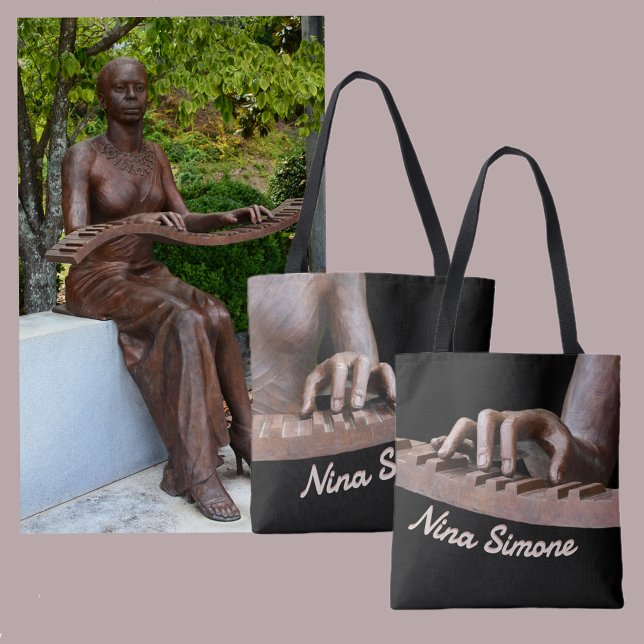 Sculpted Hands at Piano Keyboard Bronze & Black Tote Bag (Creator Uploaded)