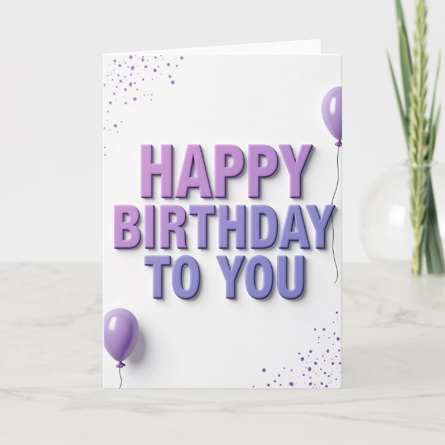 Sculpted Purple Birthday Card (Front)