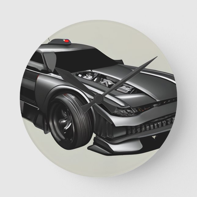 Sculpted Speed: Classic Car Enthusiast Wall Clock (Front)
