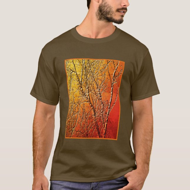 Sculpted Texture Look Bare Tree Branches Art T-Shirt (Front)