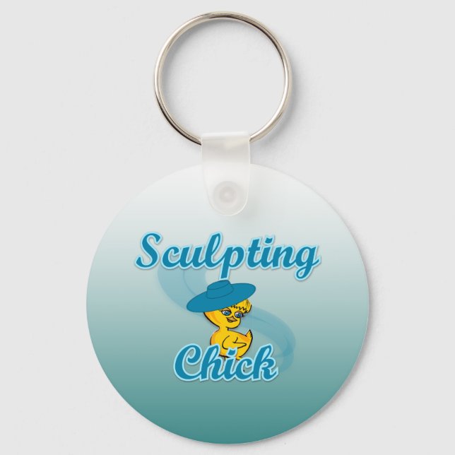 Sculpting Chick #3 Keychain (Front)