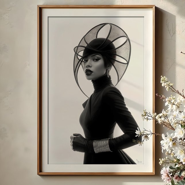 Sculptural Elegance: Avant-Garde Monochrome Hat Poster (Creator Uploaded)