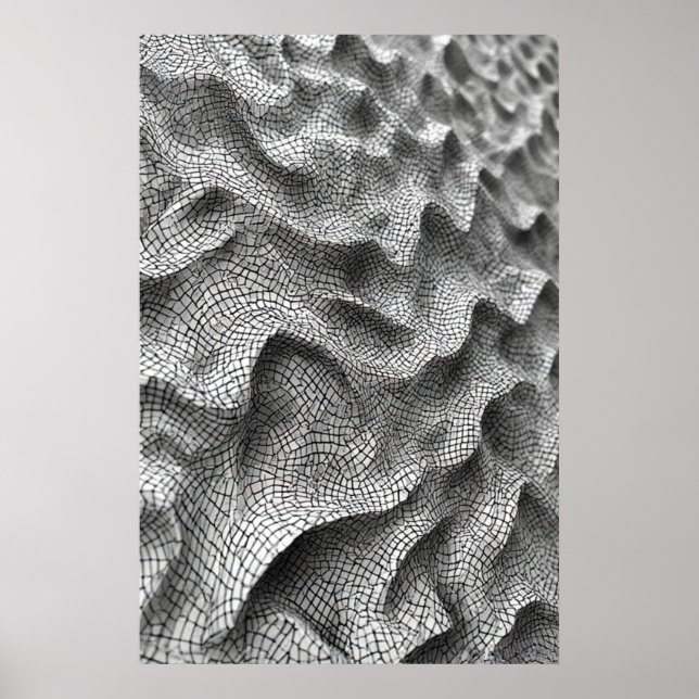 Sculptural Mosaic Waves: A 3D Geometric Tiling Poster (Front)