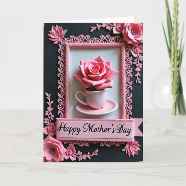 Sculptural Rose Mothers Day Card (Front)