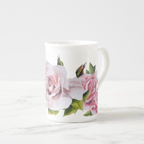 Sculptural Roses on a Bone China Mug