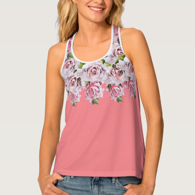 Sculptural Roses on a Women's Tank Top - (2) (Front)