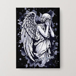 Sculpture of a Weeping Angel  - with Splashes 1 Button