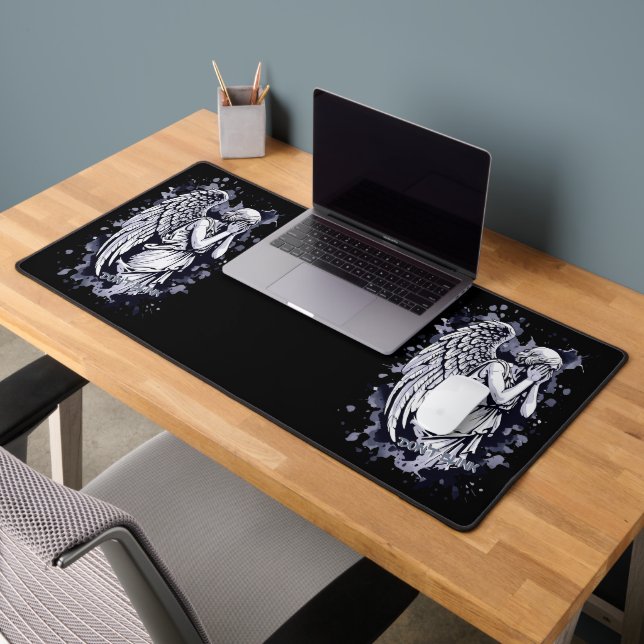 Sculpture of a Weeping Angel  - with Splashes 1 Desk Mat (Office 2)