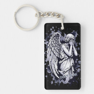 Sculpture of a Weeping Angel - with Splashes 1 Keychain