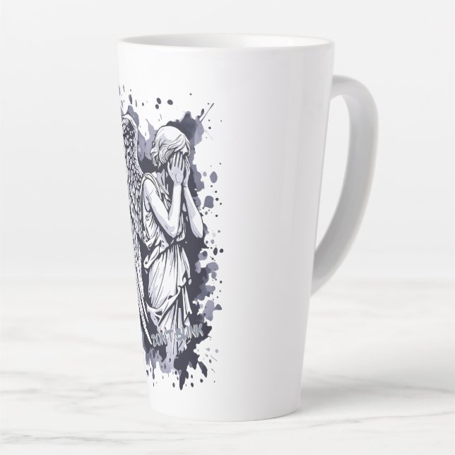 Sculpture of a Weeping Angel  - with Splashes 1 Latte Mug (Right Angle)