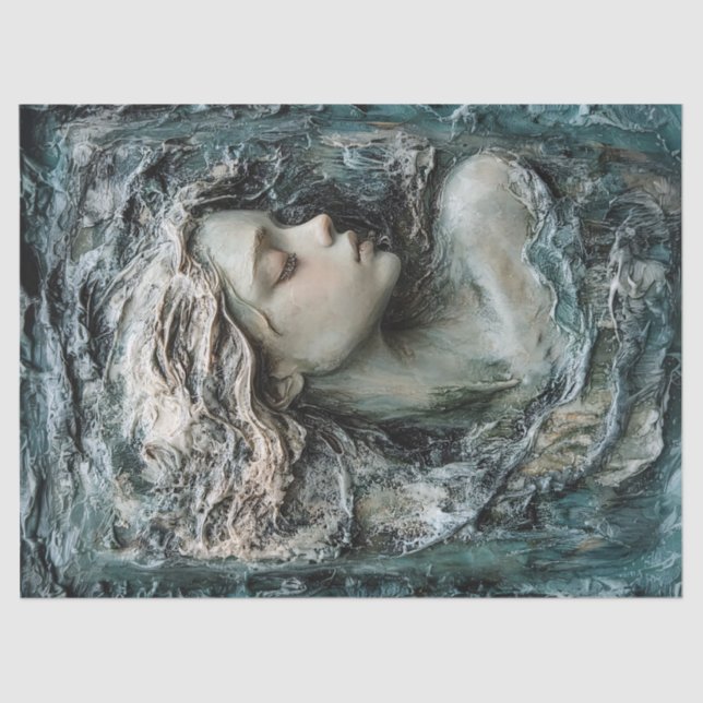 Sculpture of a Woman's Profile Decoupage Tissue Paper (Front)