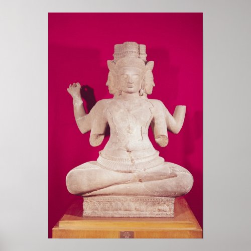 Sculpture of Brahma with four faces 2 Poster