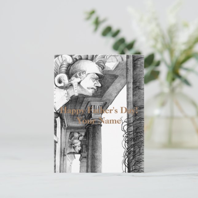 Sculpture of castle  Pencil Art  Holiday Postcard (Standing Front)