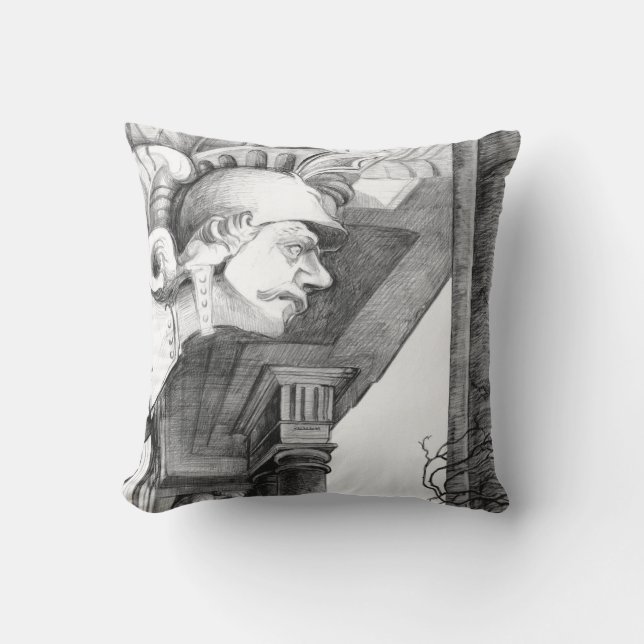 Sculpture of castle  Pencil Art  Outdoor Pillow (Front)