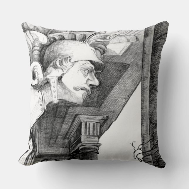 Sculpture of castle  Pencil Art  Throw Pillow (Front)