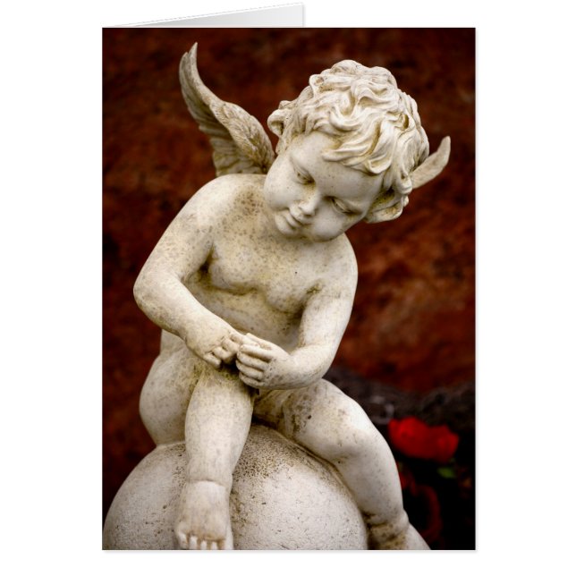 Sculpture of Cupid Angel, Memorial, Condolence Cards (Front)