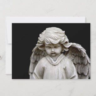 Sculpture of Cupid Angel, Memorial, Condolence Invitation