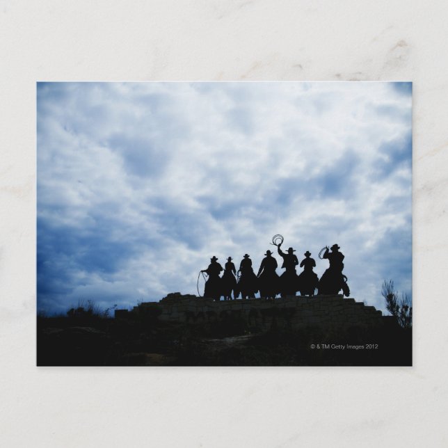 sculpture that welcomes you to Dodge City Kansas Postcard (Front)