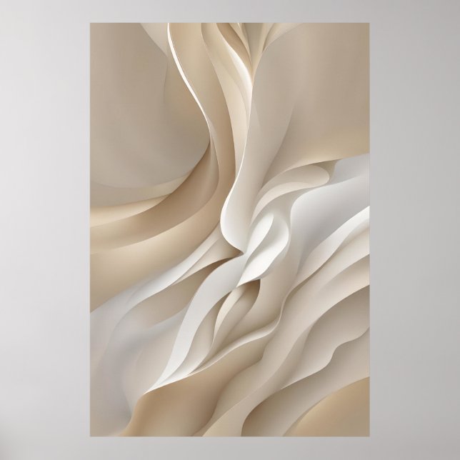 Sculptured Beige Abstract Art Poster (Front)