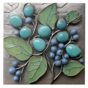 Sculptured Blueberry mosaic Ceramic Tile