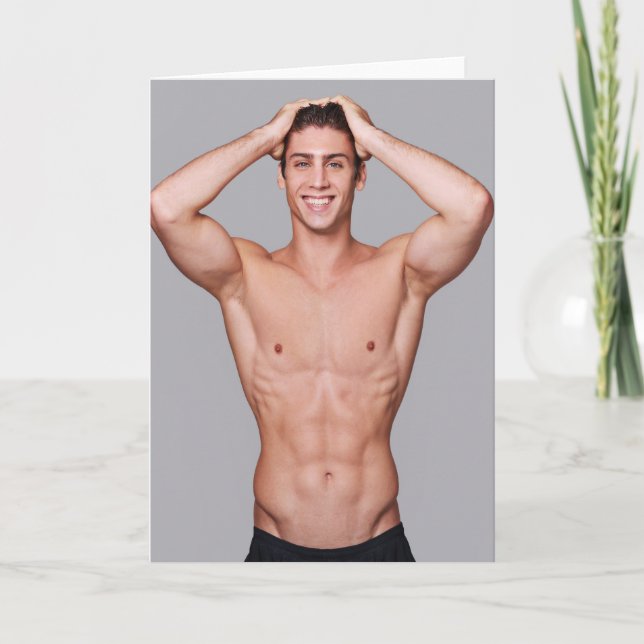 Sculptured Smile Hot Guy Greetings Card (Front)