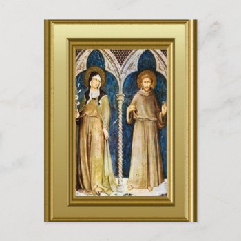 Sculptures Of St Clare And St Francis Assisi Postcard by allchristian at Zazzle