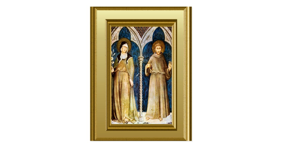Sculptures of St Clare and St Francis Assisi Postcard | Zazzle.com